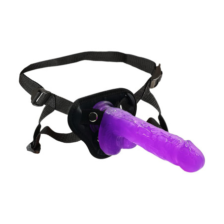 Gephonsi Purple Strap on Dildo with Harness