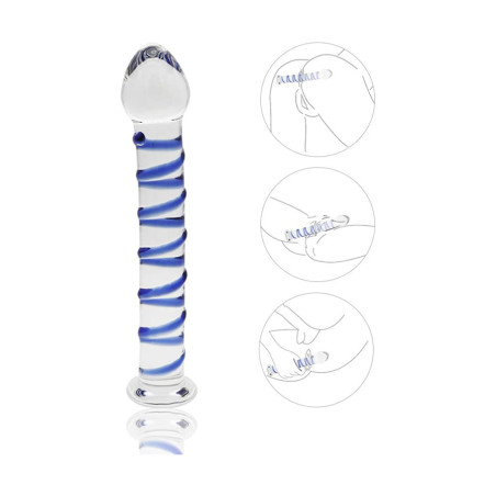 Glass Dildo, 7.67 inch Crystal Anal Butt Plug Unisex Pleasure Wand for Men Women