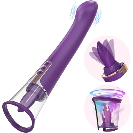 Healexcer Sucking Licking Vibrating Tongue Oral Clitoral G spot Stimulator with a Suction Cup